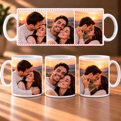Cană albă din ceramică personalizată cu 3 fotografii