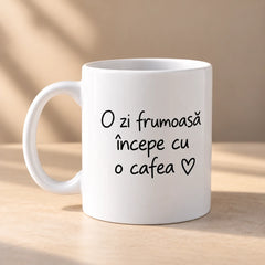 Cană personalizată cu mesaj, albă