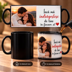 Cană termosensibilă personalizată cu fotografie și mesaj