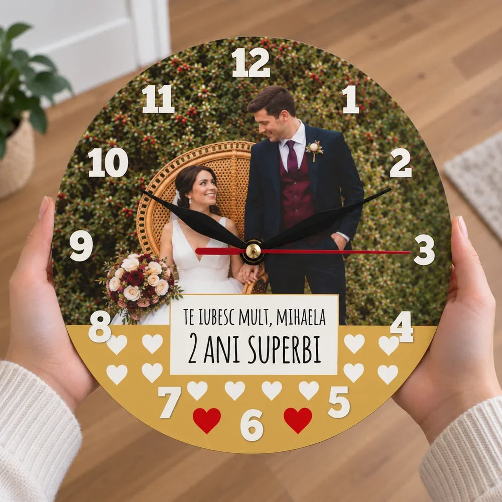 Ceas personalizat cu poză, idee de cadou pentru aniversare