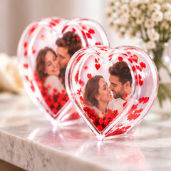 Glob în formă de inimă personalizat cu două fotografii