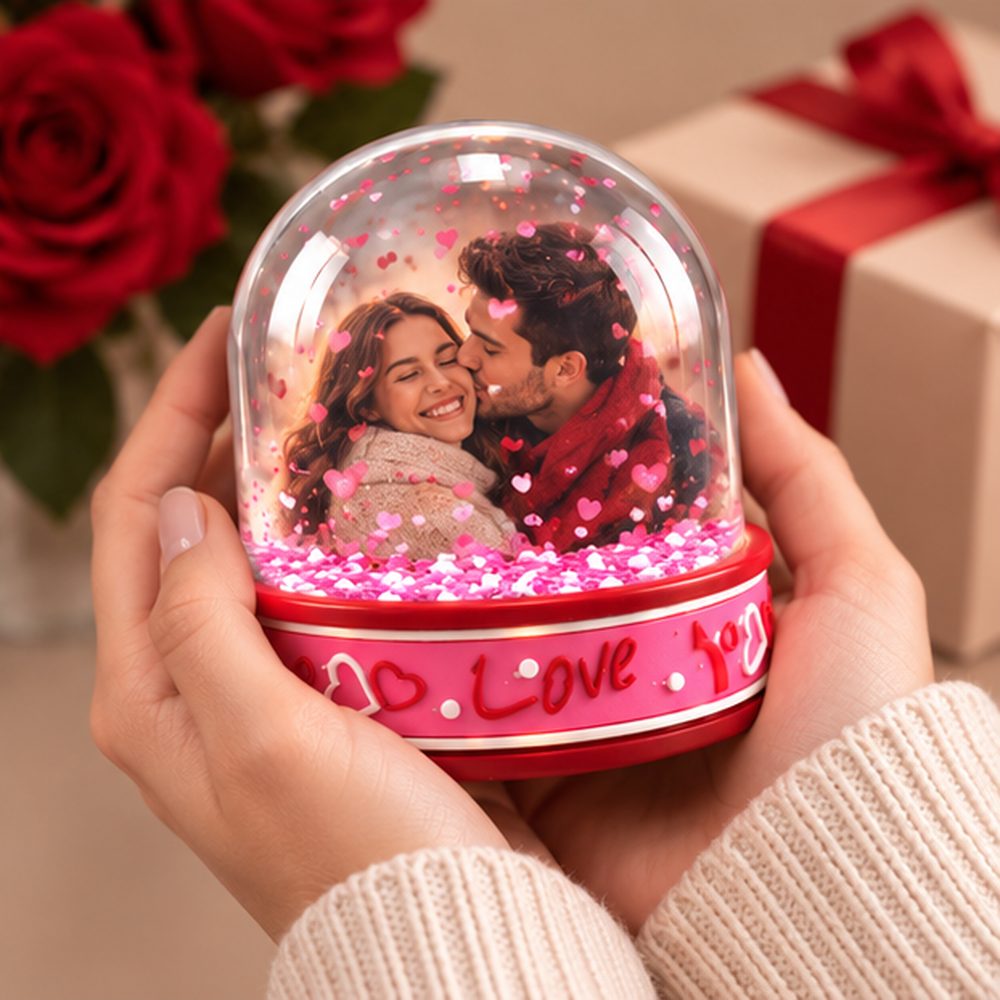 Glob LED cu poză personalizată, cadou pentru cuplu