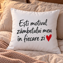Pernă personalizată de 40 × 40 cm cu mesaj