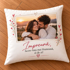 Pernă personalizată cu poză și mesaj