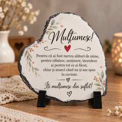 Placă ardezie în formă de inimă personalizată cu mesaj