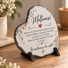 Placă decorativă din ardezie cu margini negre și mesaj personalizat