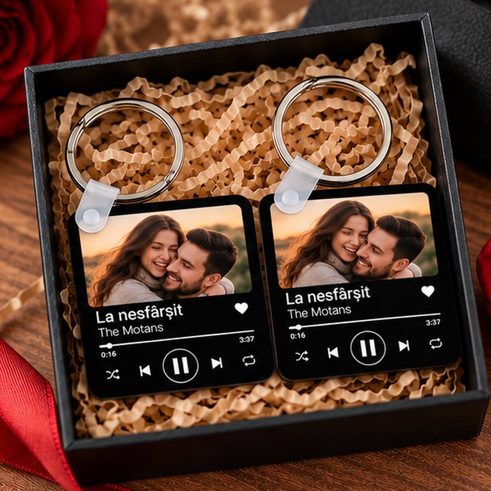 Set de brelocuri foto personalizate cu melodia preferată
