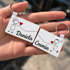 Set 2 brelocuri personalizate cu nume pentru cuplu