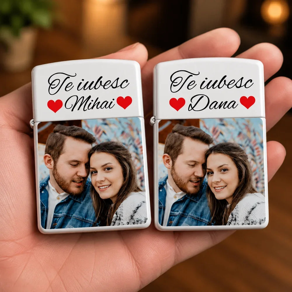 Set 2 brichete personalizate pentru cupluri cu poză și nume