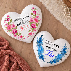 Set 2 perne personalizate inimă cu mesaje pentru fină și fin