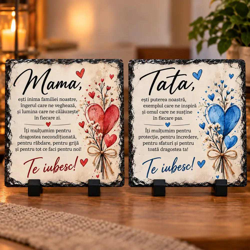 Set 2 plăci ardezie personalizate cu mesaj pentru părinți
