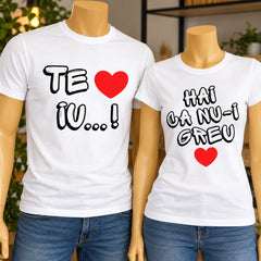 Set 2 tricouri personalizate pentru cupluri - Te iubesc