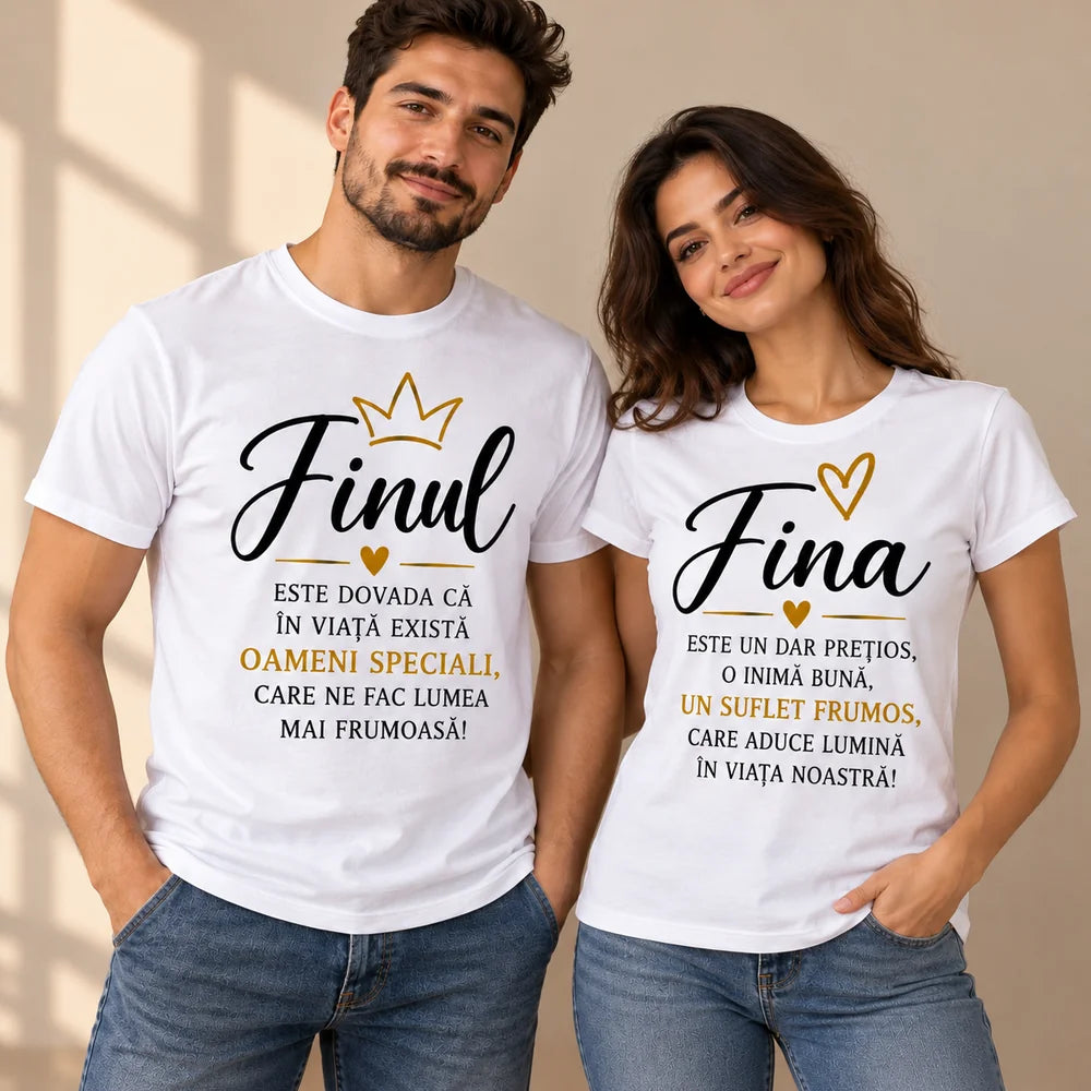Set 2 tricouri personalizate pentru fini cu mesaj
