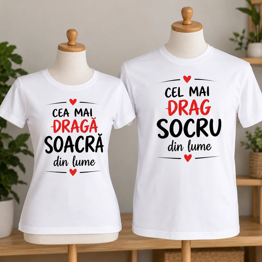 Set 2 tricouri personalizate pentru socri cu mesaj