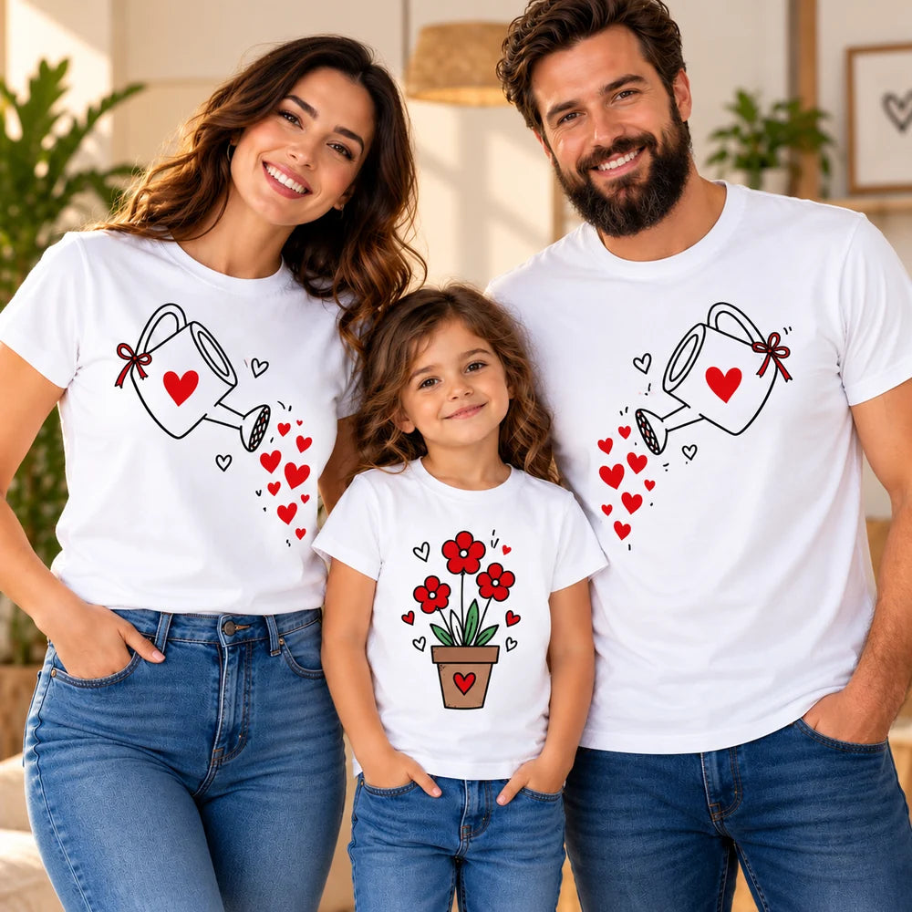 Set 3 tricouri personalizate pentru familie - Creștem cu iubire