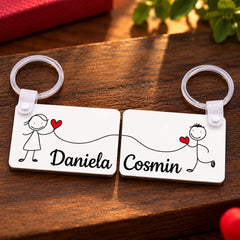 Set de brelocuri cu nume pentru iubit și iubită, cu design romantic