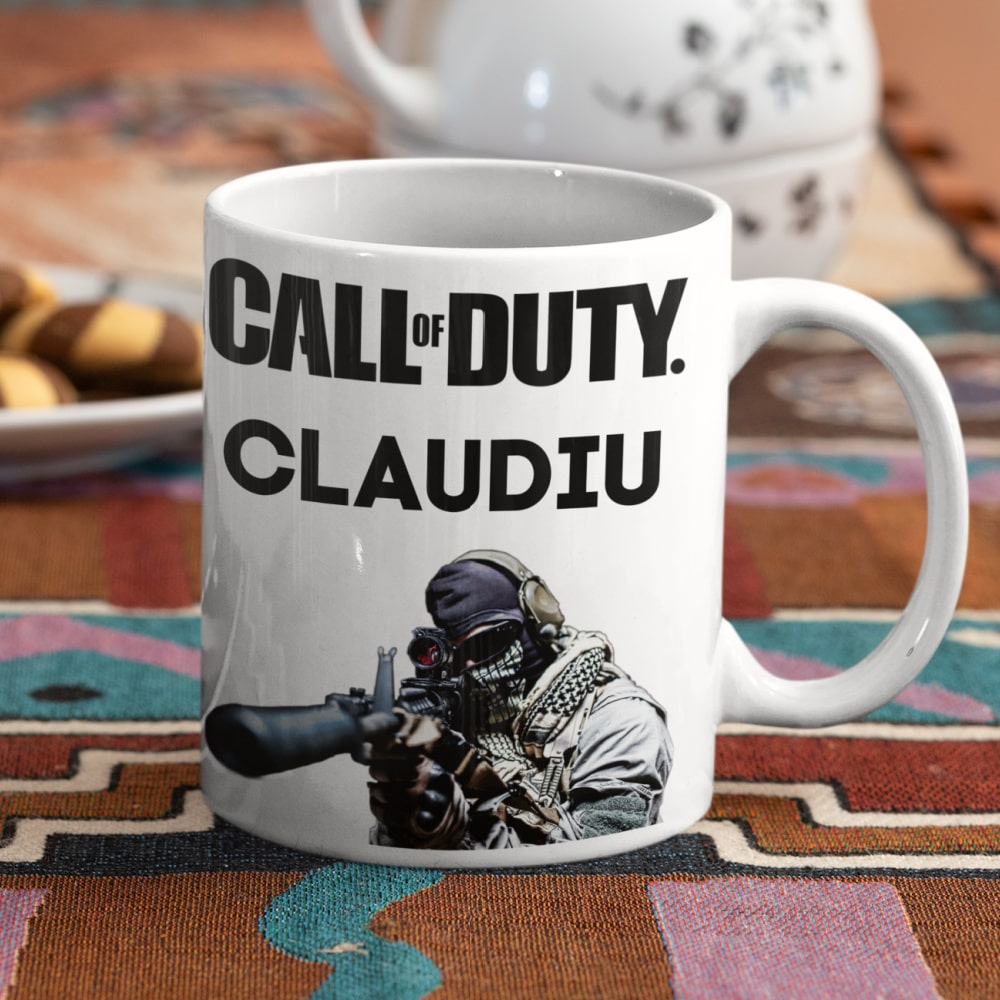 Set Cadou Personalizat Call of Duty – Tricou, Cana, Perna, Mousepad si Puzzle - Cadomy.ro