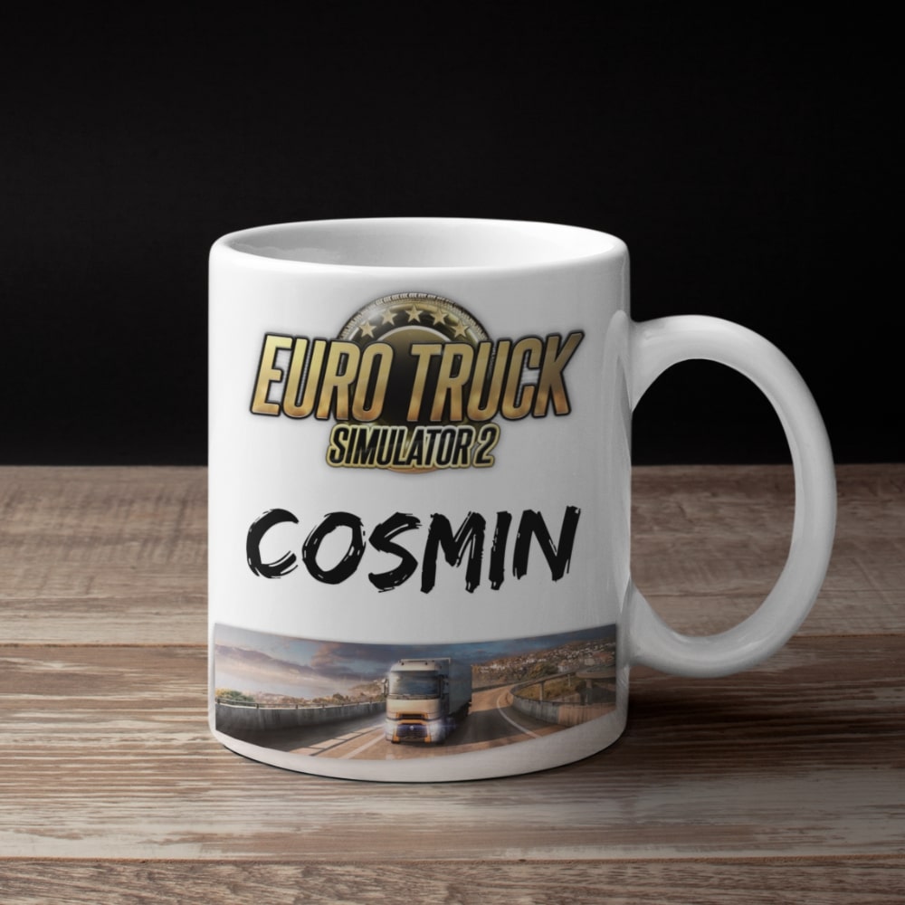 Set Cadou Personalizat Euro Truck Simulator – Tricou, Cana, Perna, Mousepad si Puzzle - Cadomy.ro