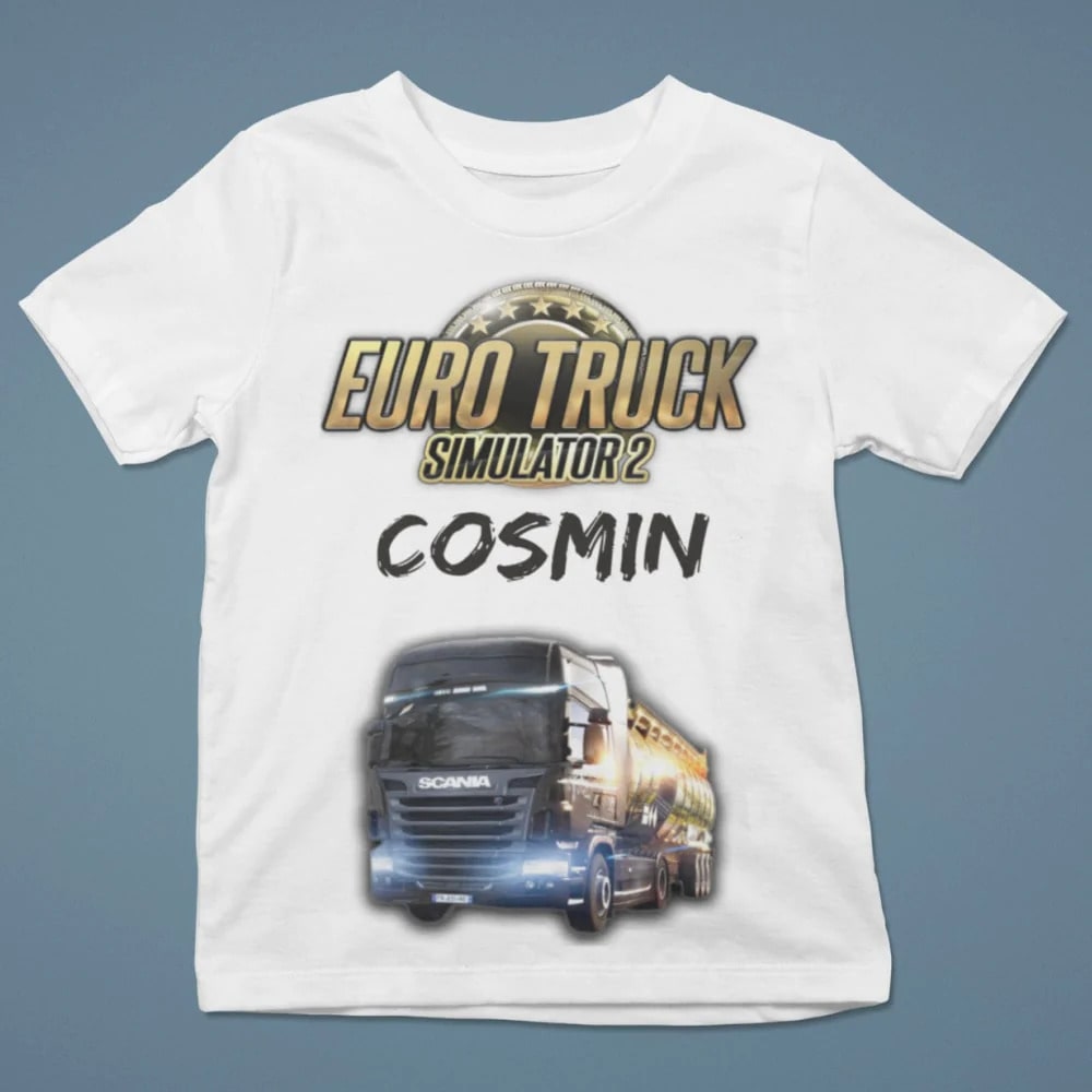 Set Cadou Personalizat Euro Truck Simulator – Tricou, Cana, Perna, Mousepad si Puzzle - Cadomy.ro