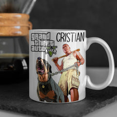 Set Cadou Personalizat GTA 5 cu Nume – Tricou, Cana, Perna, Mousepad si Puzzle - Cadomy.ro