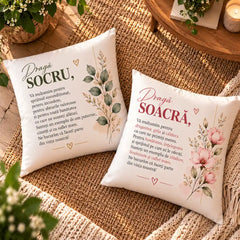 Set cadou pentru socri cu perne personalizate 40 × 40 cm