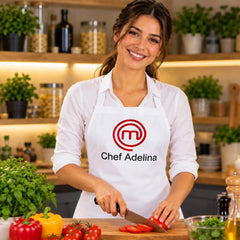 Șorț Chef personalizat cu nume și design MasterChef, cadou original pentru bucătari
