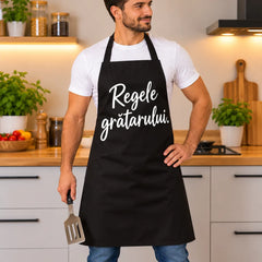 Șorț de bucătărie negru personalizat cu mesaj, cadou original