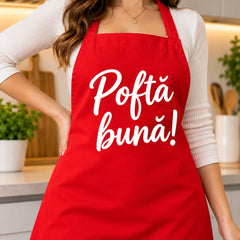 Șorț personalizat roșu cu mesajul ales de client