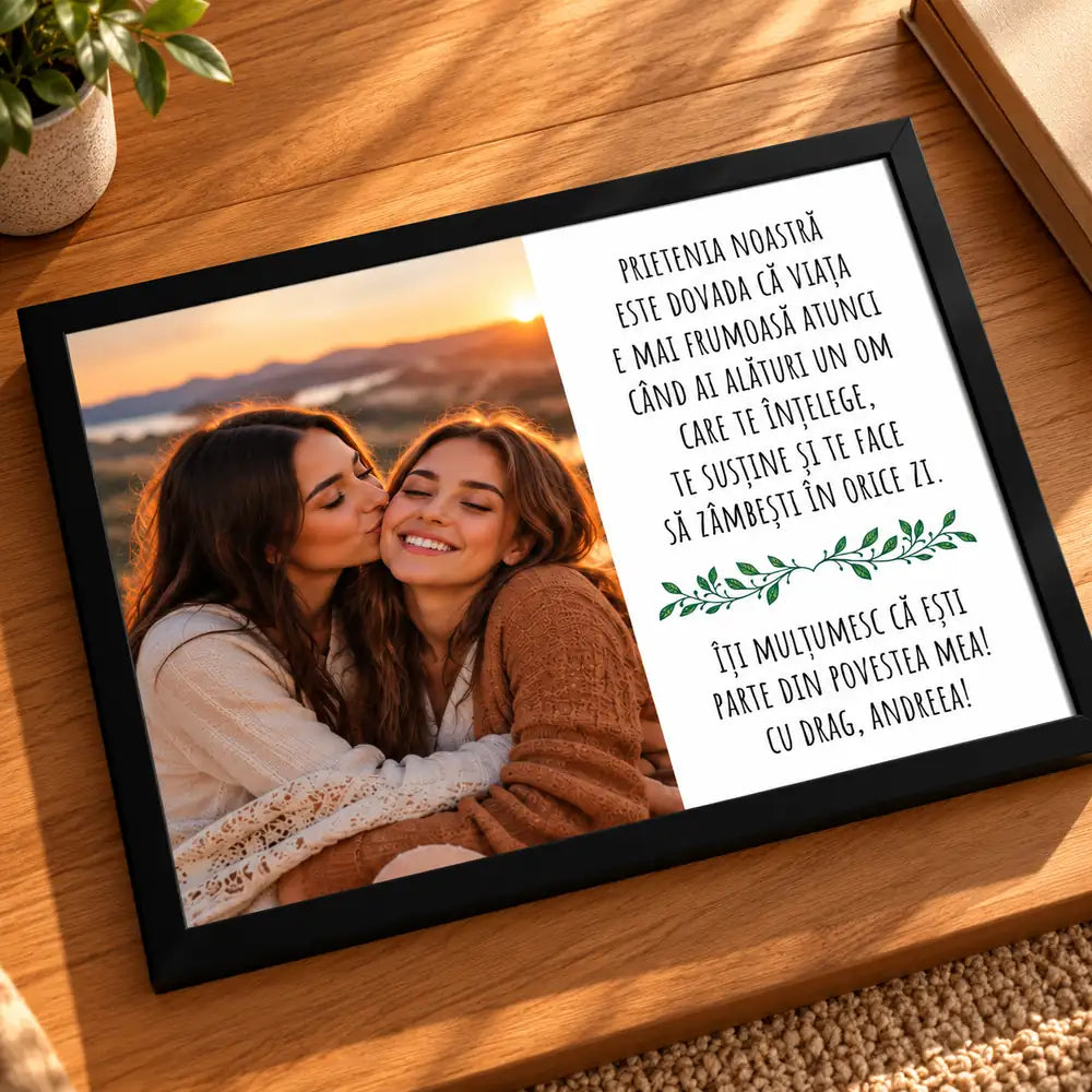 Tablou personalizat cu o fotografie și dedicație pentru cea mai bună prietenă