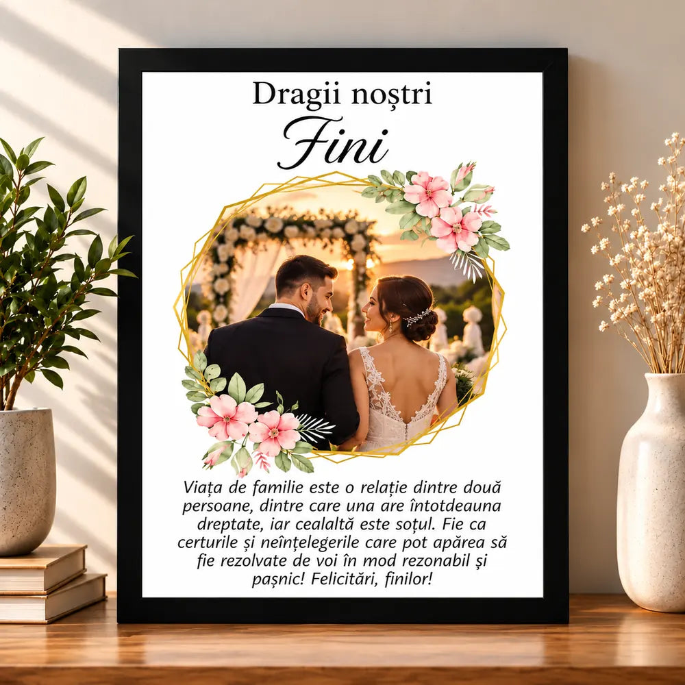 Tablou personalizat cu poză și mesaj pentru fini