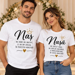 Tricouri personalizate pentru naș și nașă, cu mesaje speciale din partea finilor